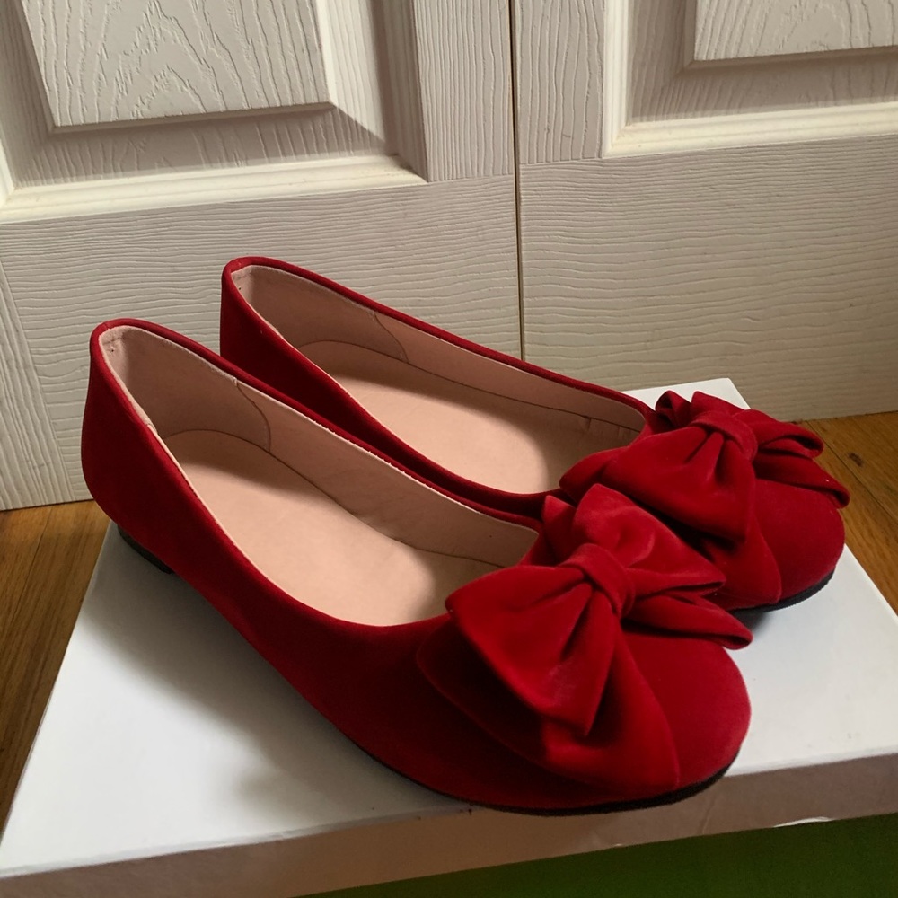Red Velour Flats (Great For The Holidays)